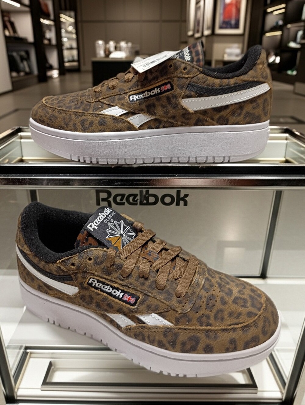 Reebok Club C Double Revenge Women's Sz 6.5 Leopard Print Sneakers 🆕